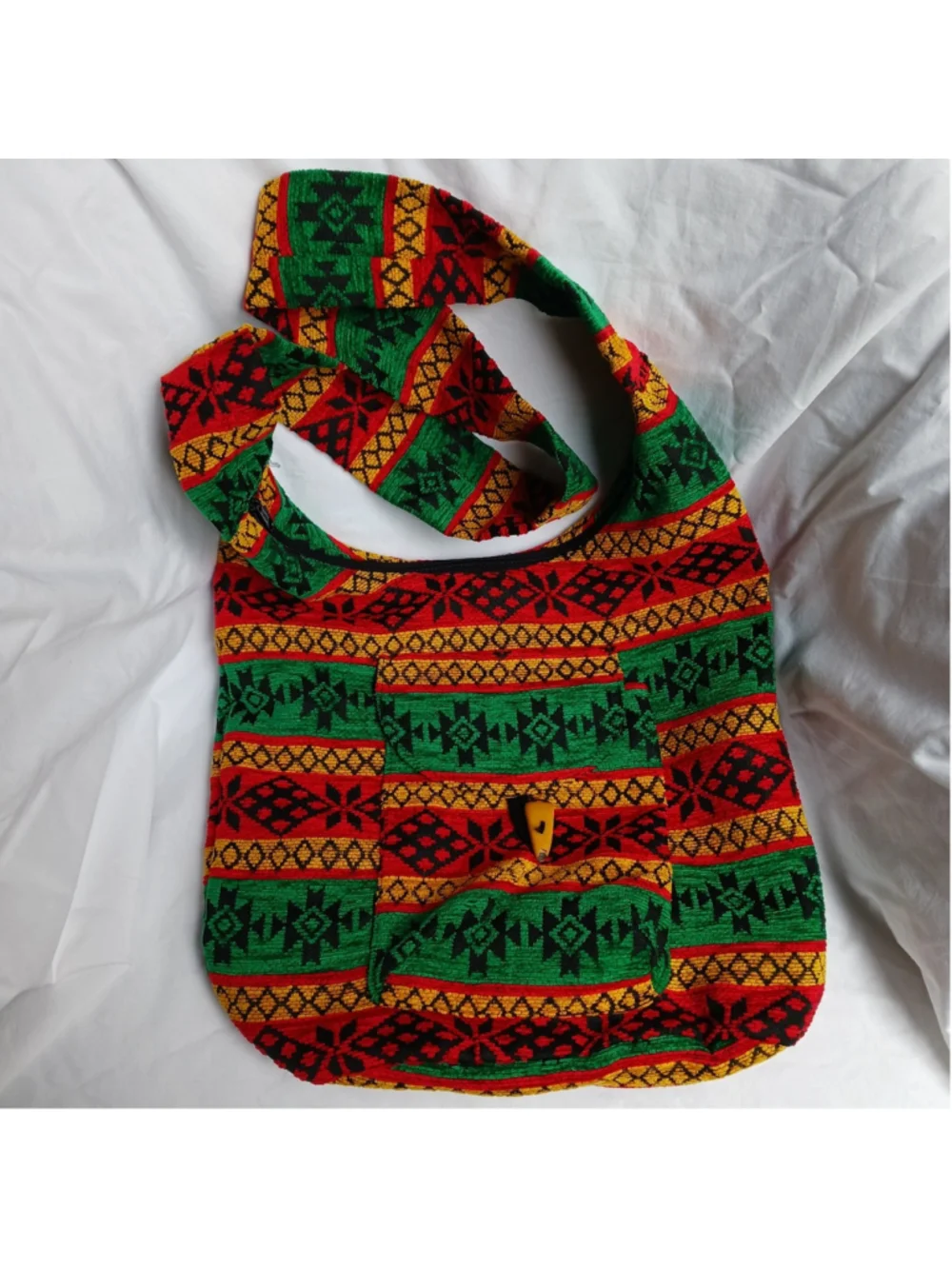 VTG Rasta Jamaican beach bag Shoulder Messenger Bag Woven Spacious Lined Zip